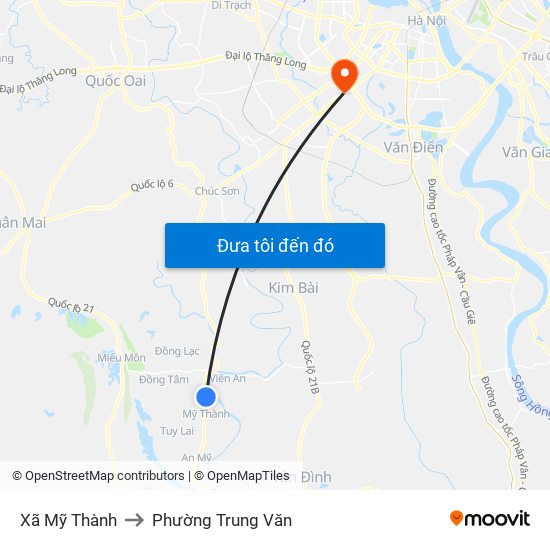 Xã Mỹ Thành to Phường Trung Văn map