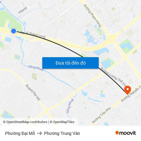 Phường Đại Mỗ to Phường Trung Văn map