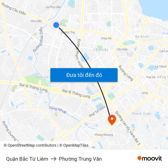 Quận Bắc Từ Liêm to Phường Trung Văn map