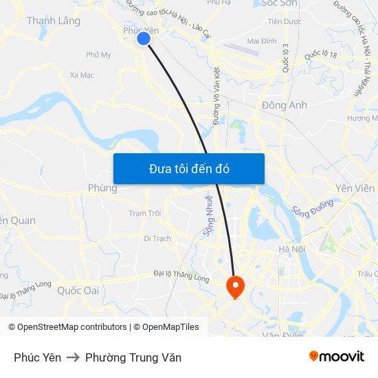 Phúc Yên to Phường Trung Văn map