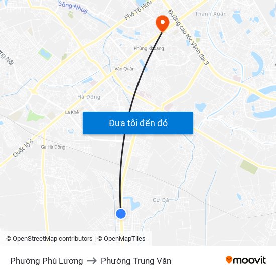 Phường Phú Lương to Phường Trung Văn map