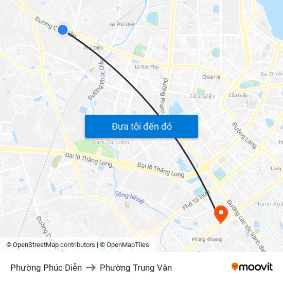 Phường Phúc Diễn to Phường Trung Văn map