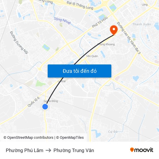 Phường Phú Lãm to Phường Trung Văn map