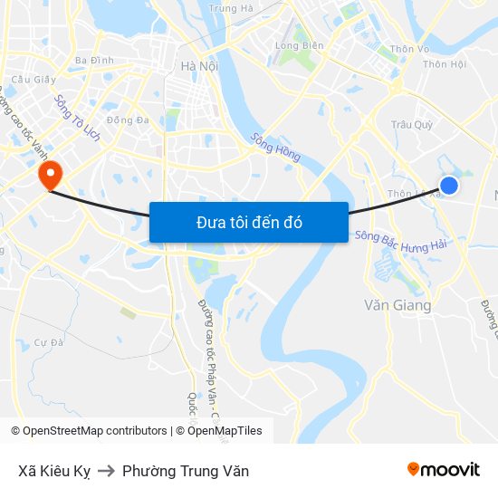 Xã Kiêu Kỵ to Phường Trung Văn map