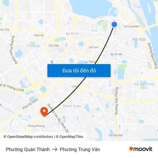 Phường Quán Thánh to Phường Trung Văn map