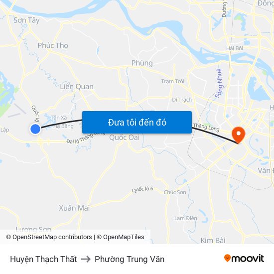 Huyện Thạch Thất to Phường Trung Văn map