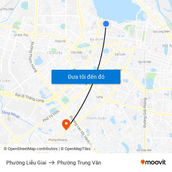 Phường Liễu Giai to Phường Trung Văn map