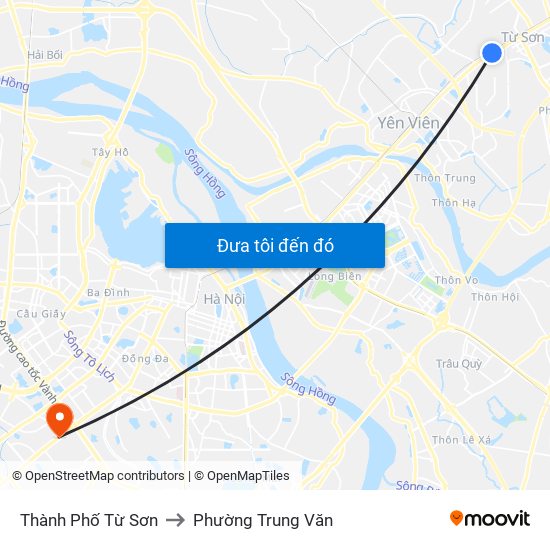 Thành Phố Từ Sơn to Phường Trung Văn map