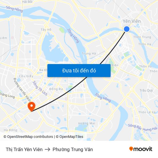 Thị Trấn Yên Viên to Phường Trung Văn map