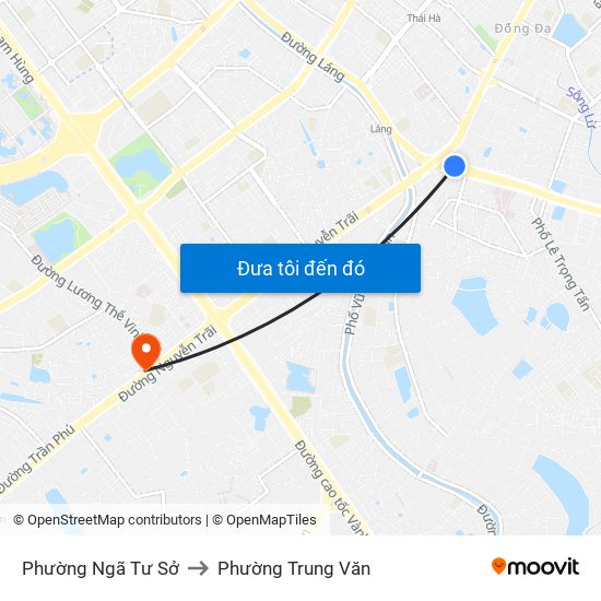 Phường Ngã Tư Sở to Phường Trung Văn map