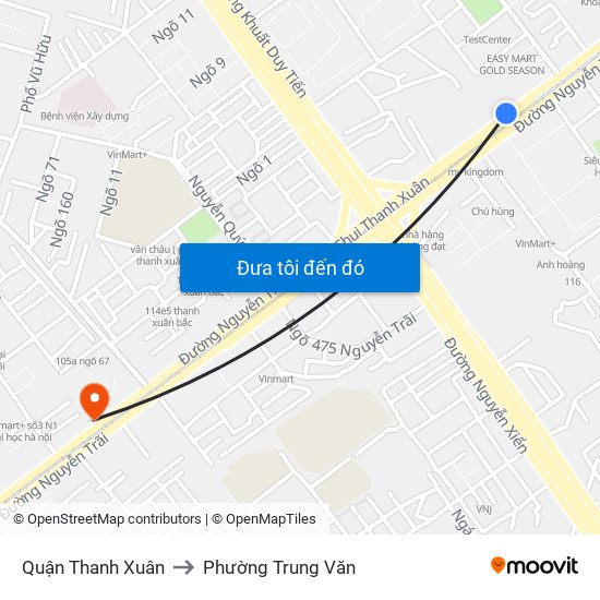 Quận Thanh Xuân to Phường Trung Văn map
