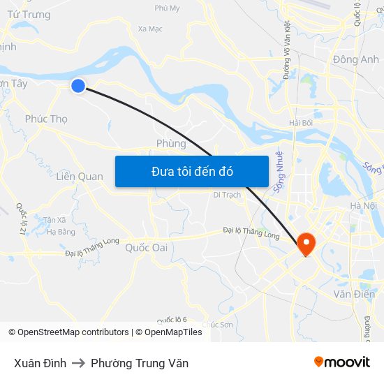 Xuân Đình to Phường Trung Văn map