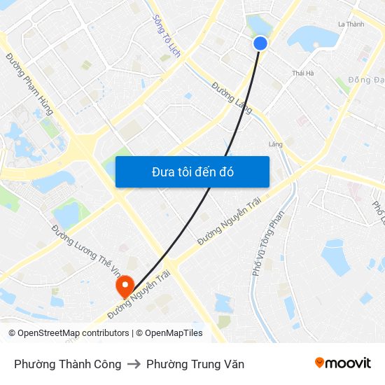Phường Thành Công to Phường Trung Văn map