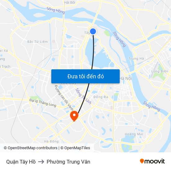Quận Tây Hồ to Phường Trung Văn map