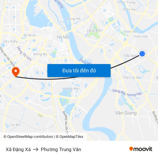 Xã Đặng Xá to Phường Trung Văn map