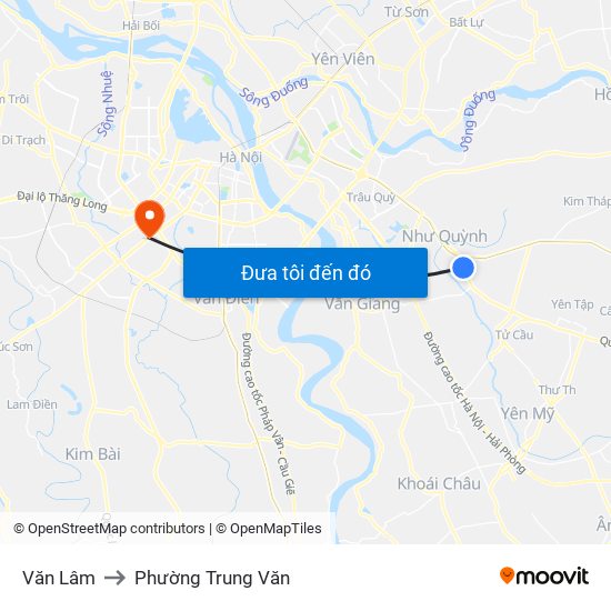 Văn Lâm to Phường Trung Văn map