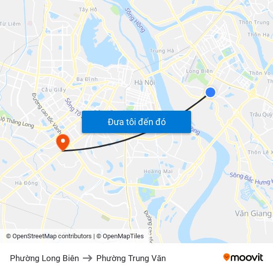 Phường Long Biên to Phường Trung Văn map