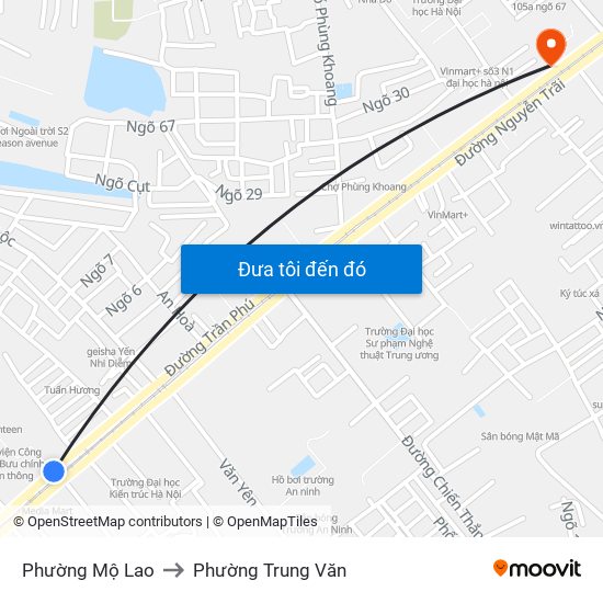 Phường Mộ Lao to Phường Trung Văn map