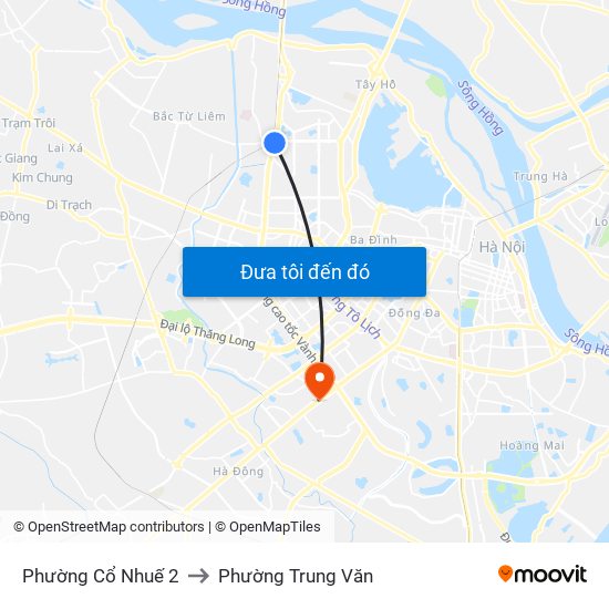 Phường Cổ Nhuế 2 to Phường Trung Văn map