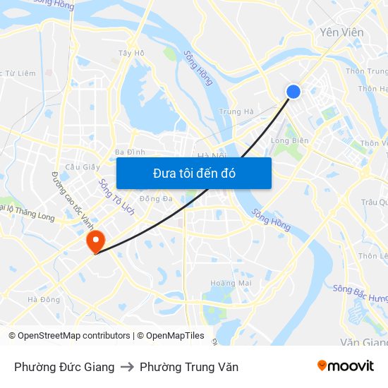 Phường Đức Giang to Phường Trung Văn map