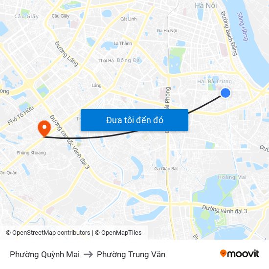 Phường Quỳnh Mai to Phường Trung Văn map