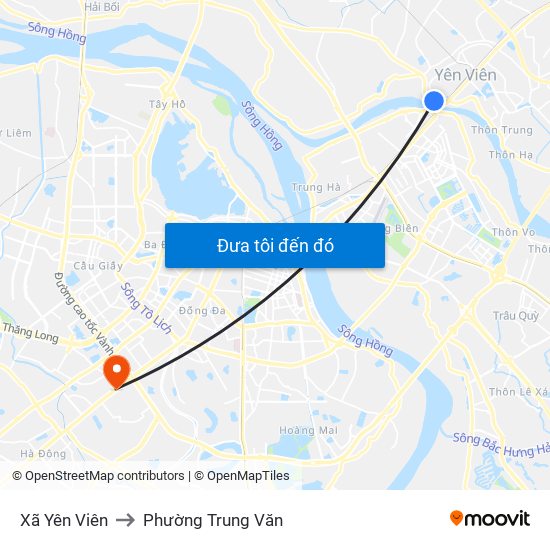 Xã Yên Viên to Phường Trung Văn map