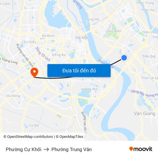 Phường Cự Khối to Phường Trung Văn map