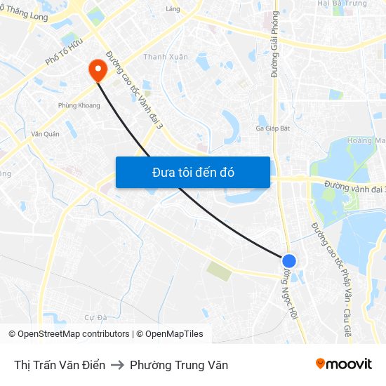 Thị Trấn Văn Điển to Phường Trung Văn map