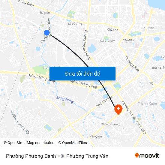 Phường Phương Canh to Phường Trung Văn map