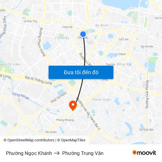 Phường Ngọc Khánh to Phường Trung Văn map