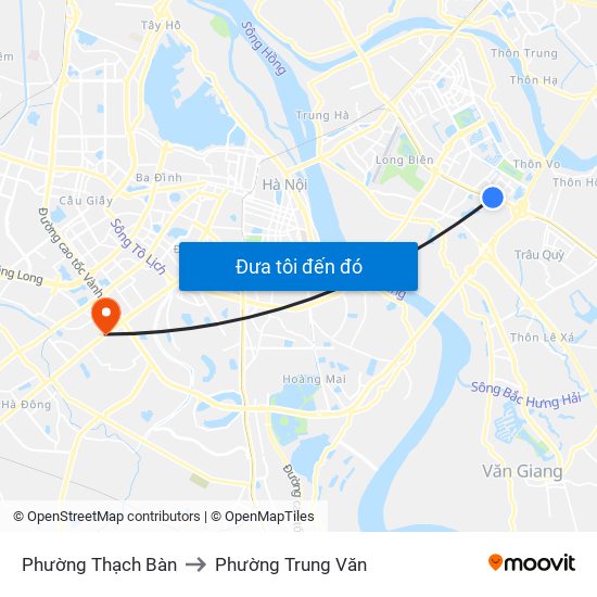 Phường Thạch Bàn to Phường Trung Văn map