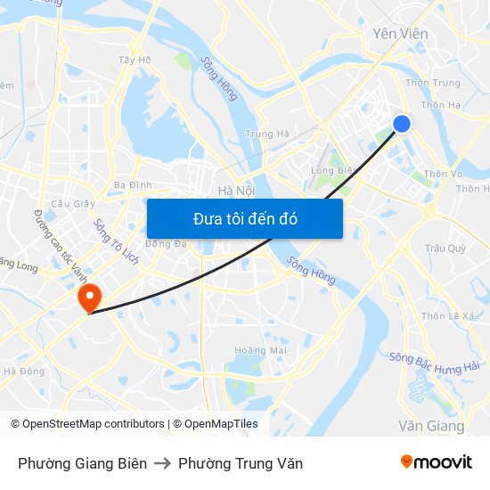 Phường Giang Biên to Phường Trung Văn map