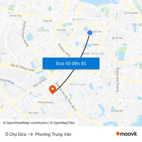 Ô Chợ Dừa to Phường Trung Văn map