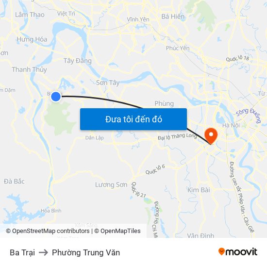 Ba Trại to Phường Trung Văn map