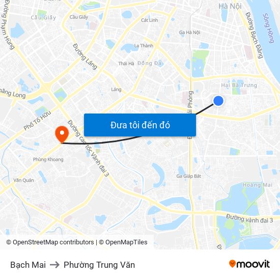 Bạch Mai to Phường Trung Văn map