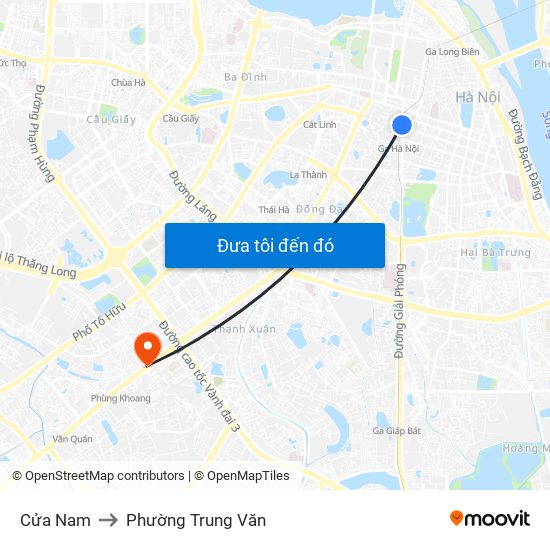 Cửa Nam to Phường Trung Văn map