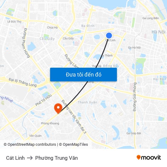 Cát Linh to Phường Trung Văn map