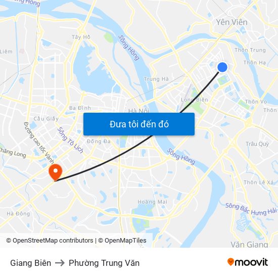 Giang Biên to Phường Trung Văn map