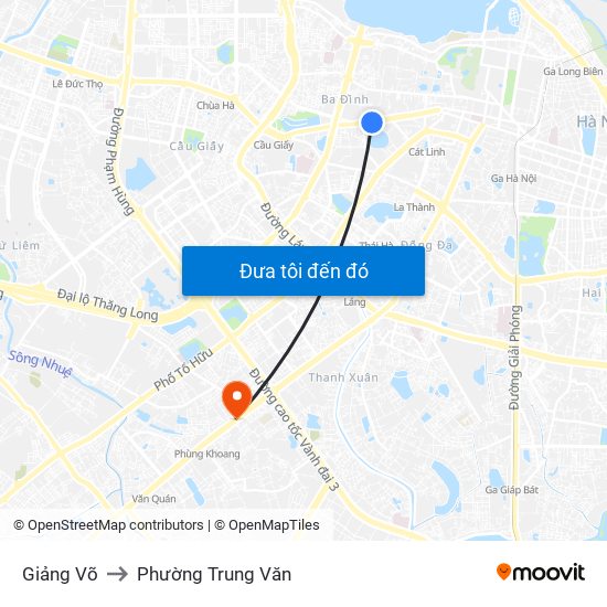 Giảng Võ to Phường Trung Văn map