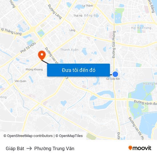 Giáp Bát to Phường Trung Văn map