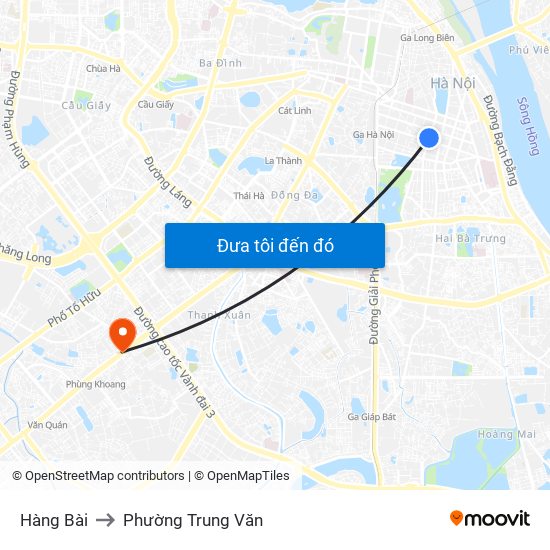 Hàng Bài to Phường Trung Văn map