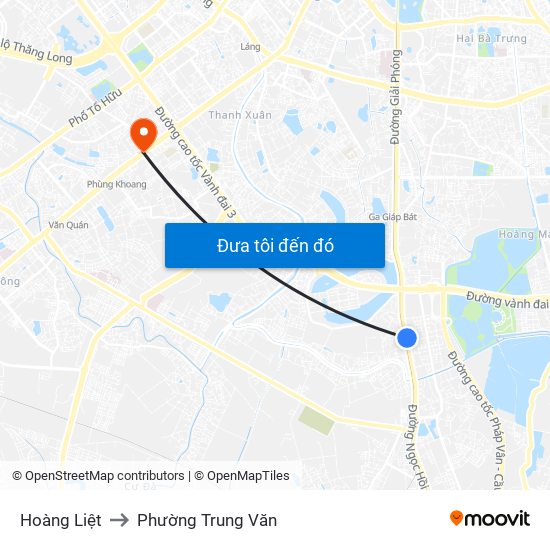 Hoàng Liệt to Phường Trung Văn map