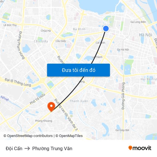 Đội Cấn to Phường Trung Văn map