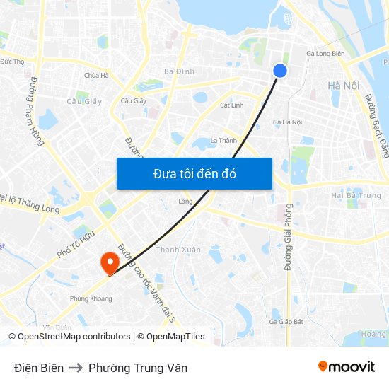 Điện Biên to Phường Trung Văn map
