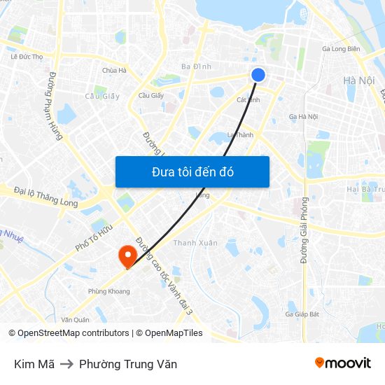 Kim Mã to Phường Trung Văn map