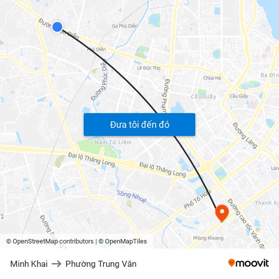 Minh Khai to Phường Trung Văn map