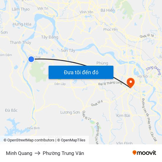 Minh Quang to Phường Trung Văn map
