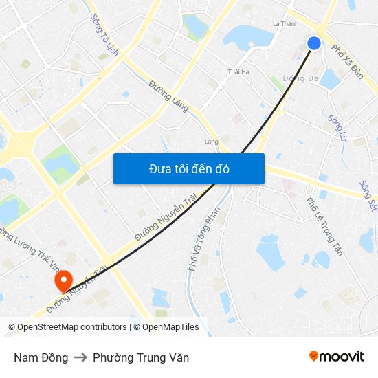 Nam Đồng to Phường Trung Văn map