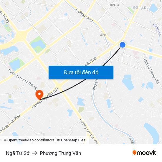 Ngã Tư Sở to Phường Trung Văn map