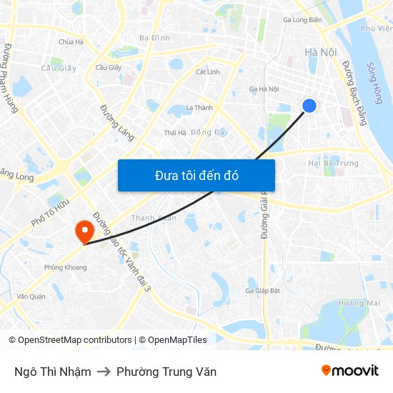 Ngô Thì Nhậm to Phường Trung Văn map